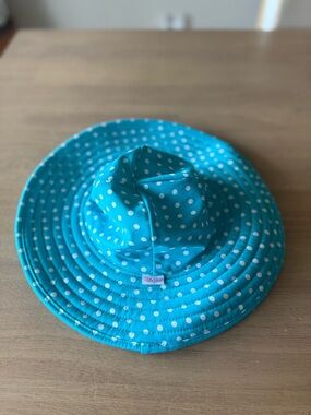 Ruffle Butts Turquoise Polka Dot Sun Hat